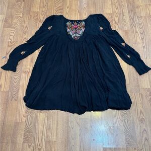 Free People Boho Embroidered Mini Dress